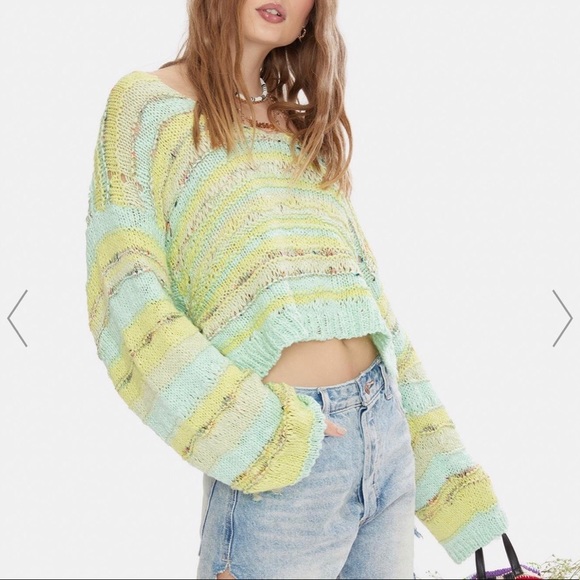 Free People Sugared Mint Lake Life V-Neck Pullover Size XS, New w/Tag - Picture 8 of 8